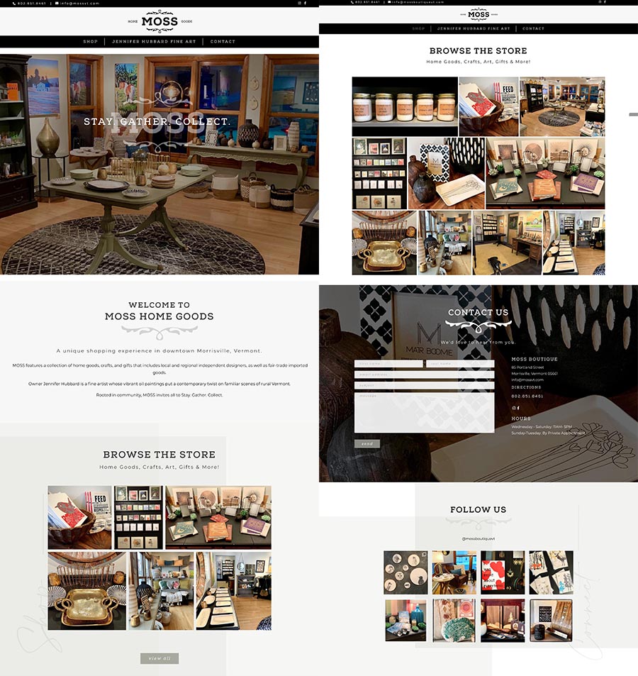 web design and development for Moss Boutique