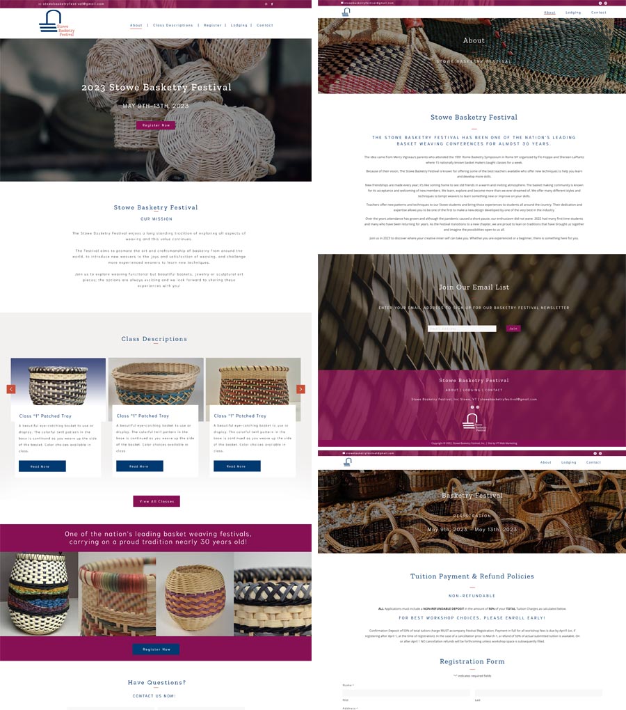 Stowe Basketry Festival Web Design and Development